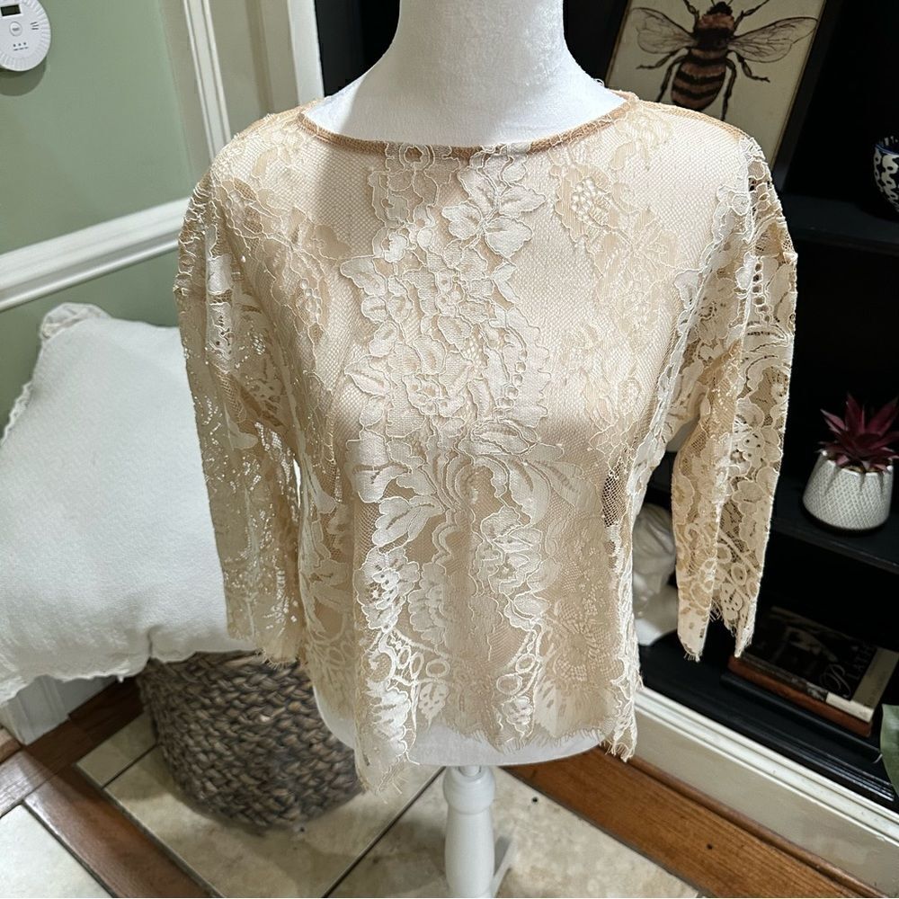 Obsessive Love Cream Lace Blouse Size S
